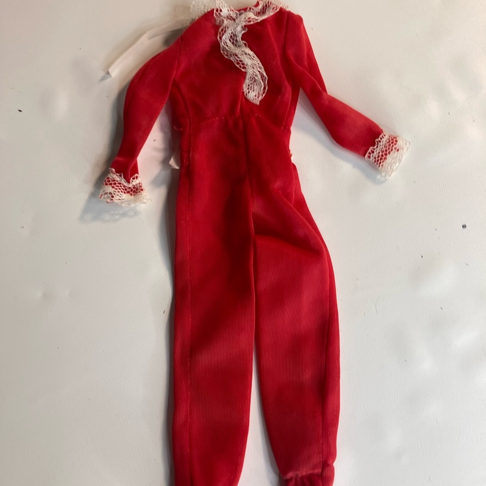 Vintage Barbie 1975 Best Buy Fashions #7203 Red One Piece Footie Tricot Pajamas
